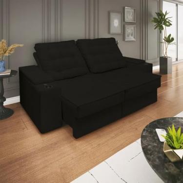 Imagem de Sofá Retratil Reclinavel 3 lugares 2,30m Porta Copo Usb Sala Cor:preto