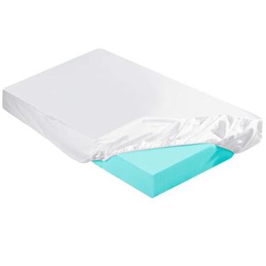 Imagem de HunnmingRe Capa de colchão de 5 a 7 cm (apenas capa), protetor de espuma viscoelástica de microfibra, espuma viscoelástica para colchão de látex em gel RV (solteiro 199 x 96 cm, branco)