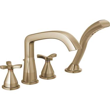 Imagem de DELTA FAUCET T47766-CZ acabamento de banheira romana de quatro furos com desviador, bronze champanhe