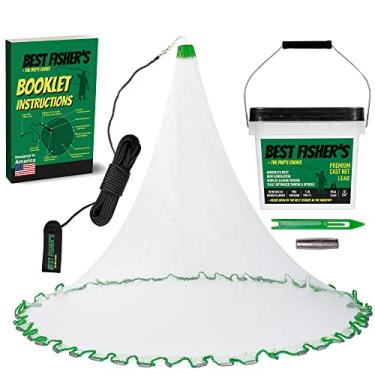 Imagem de American Cast Net (3,6 pés) - 2020 atualizado e otimizado - Redes fundidas premium de sal velho para pesca - malha de 3/8" - chumbo real linha dupla de 0,5 kg/ft - 1,2 m/1,8 m/2,4 m/3,6 m/3,6 m - e-book e caixa de utilidades incluídas