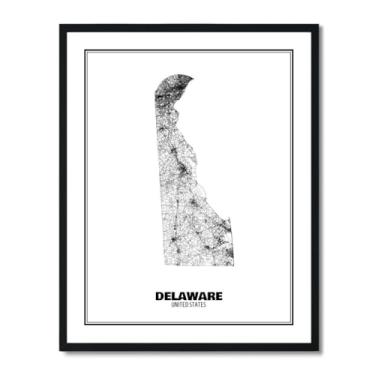 Imagem de Susie Arts Pôster impresso de arte abstrata de mapa de rua do estado de Delaware 20 x 25 cm decoração de parede home office escola sds007