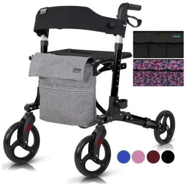 Imagem de Andador Adulto Idoso Vive Mobility com Assento e Super Leve, Suporta até 136 Quilos, Preto