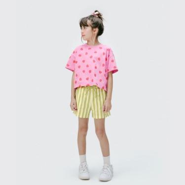 Imagem de Shorts Infantil Menina Clochard Verde Listras Malha - Hering