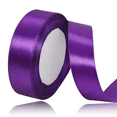 Imagem de Purple Satin Ribbon 1 Inches x 25 Yards, Solid Color Fabric Ribbon for Gift Wrapping, Crafts, Hair Bows Making, Wreath, Wedding Party Decoration and Sewing Projects