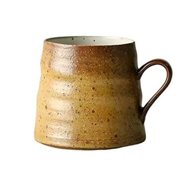 Imagem de GRFIT Caneca artesanal cerâmica áspera xícara de café japonesa retro caneca personalizada criativa casal copo de água doméstico caneca de café (cor: latão)