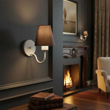 Imagem de Arandela de Parede Vivare AR-2035BRLC Cúpula em Tecido Café