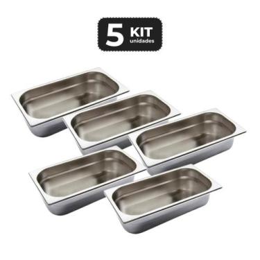 Imagem de Kit 5 cuba sem alca inox 1/3 gn 65 para buffet - Chef Line
