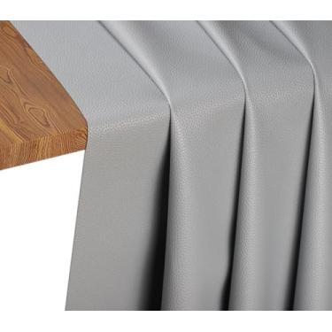 Imagem de Tecido de vinil marinho cinza clássico estofado couro sintético, 137 cm x 91 cm, couro sintético de grão impermeável, durável, para bolsa, estofados, barco, sofá, carro, faça você mesmo (cinza
