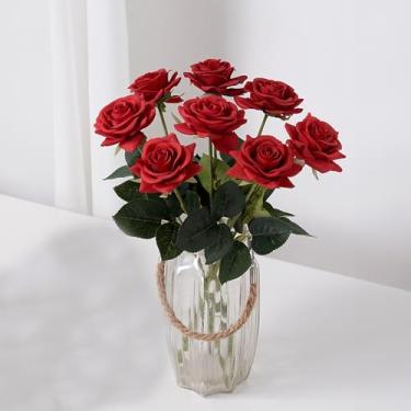 Imagem de Rosa Aveludada Artificial Vermelha 50CM – Decoração de Interiores, Buquês e Arranjos(8 PCS-50CM)