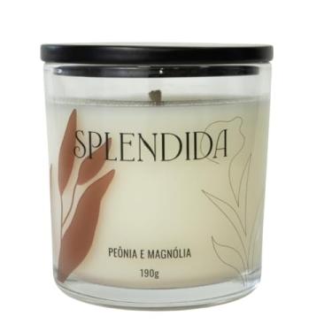 Imagem de Splendida Vela Aromática de Peônia e Magnólia, 190g, Blend de Ceras Vegetais, Vidro Decorativo, Fragrancia Floral Sofisticada, Romantica e Delicada
