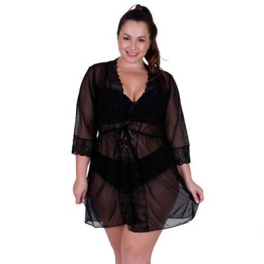 Imagem de Hobby Plus Size Roupão de Renda Sensual - c5 IZA - TERRA E MAR MODAS, 