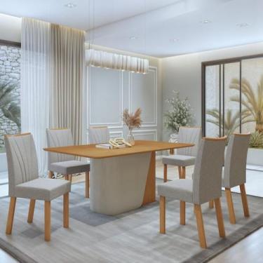 Imagem de Conjunto Sala de Jantar 6 Lugares Retangular Tampo MDF No Glass Mesa L