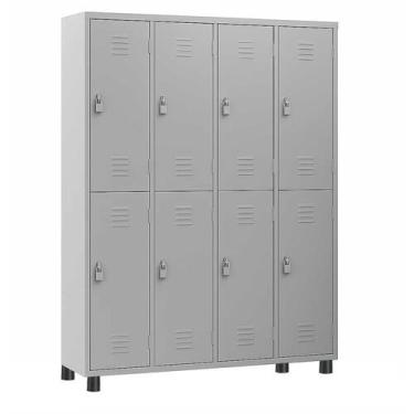 Imagem de Armário Roupeiro De Aço 8 Portas Vestiário Academia Locker Cinza - CON