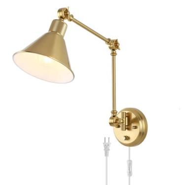 Imagem de Arandela de parede TRLIFE Plug-in de braço giratório regulável em latã
