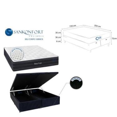 Imagem de Conjunto Cama Box Baú Bipartido King 193x203 Suede com Colchão Sleep F