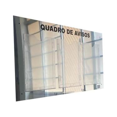 Imagem de Quadro Aviso Gestão 3 Displays A4 Acm Prata Espelhado Painel Organizaç
