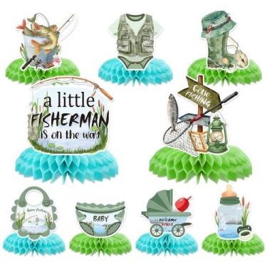 Imagem de Decorações de pesca para chá de bebê EngoEagle 9 peças para meninos