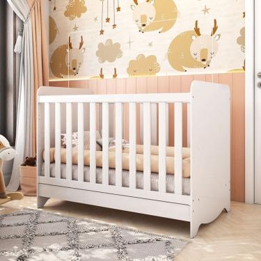 Imagem de Berço Americano 3 em 1 Ben 100% Mdf Branco Brilho - Móveis Peroba