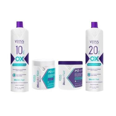 Imagem de Vloss 2xPó Descolorante 500g +2 Emusão reveladora Ox 10+20
