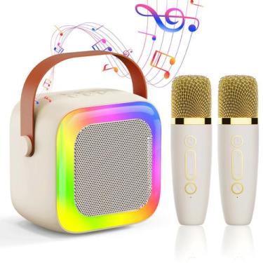 Imagem de Máquina de karaokê SECULEAD Mini com 2 microfones sem fio para criança