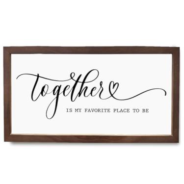 Imagem de Placa decorativa de madeira, placa de parede rústica, decoração de quarto principal, decoração de casa romântica, decoração de parede acima da cama, decorações de sala de estar, placas de família