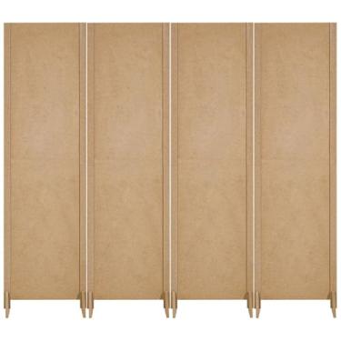 Imagem de Biombo 1 2 3 4 Folha Reto Repartido Painel Vazado Mdf Divisor Separador Divisória Ambiente Com Pé (4 Liso Fechado)