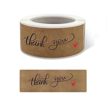 Imagem de 120 peças/rolo de adesivos de agradecimento, etiquetas de papel kraft de 2,5 x 7,6 cm, adesivo forte, para embalagens de pequenas empresas, sacolas de presente, envelopes, produtos feitos à mão