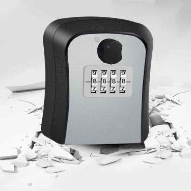 Imagem de SAFELock Box, Cofre de combinação de 4 dígitos, à prova d'água para armazenamento de chaves de casa, suporte de parede externo, código redefinível, caixas de senha de segurança seguras com kit de