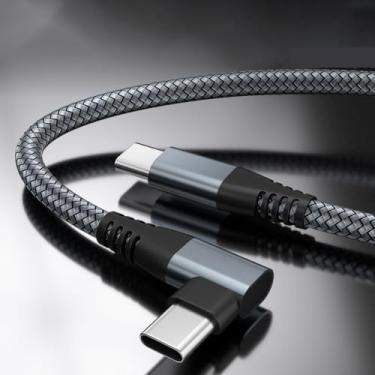 Imagem de Cabo USB C para USB C 60W pacote com 2 metros Nylon trançado tipo C carregador rápido ângulo direito USBC para cabo USBC para 16 acessórios Pro Max S25 Ultra Air 17