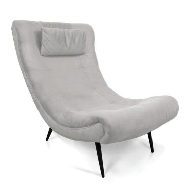 Imagem de Poltrona Sher Suede Cinza Pés Palito De Ferro - D'Rossi