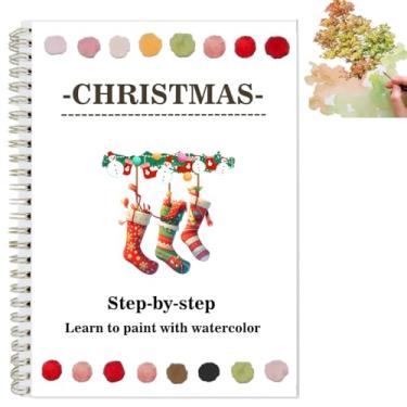 Imagem de Livro de colorir em aquarela, cenas da natureza, fácil para iniciantes, conjunto de pintura em aquarela, artesanato, kit de pintura para exploração criativa, presente para adultos e adolescentes