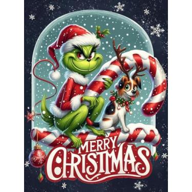 Imagem de Apcufir Kits de ponto cruz estampado de Natal, kits de ornamentos de ponto cruz de desenho animado DIY para adultos iniciantes, kits de mosaico de bordado de inverno para decoração de casa de Natal 30