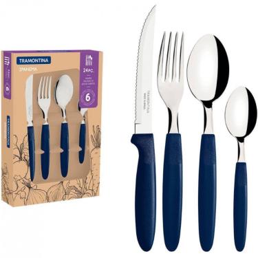 Imagem de Faqueiro 24 Peças Tramontina Ipanema Em Aço Inox Azul