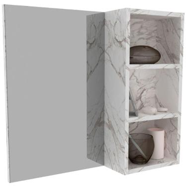 Imagem de Espelheira Para Banheiro 60 Cm 3 Nichos Valente Mármore Branco