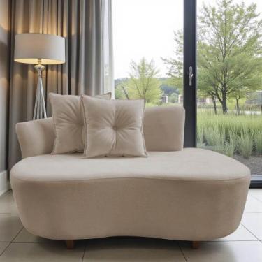 Imagem de Namoradeira Sofá Feijão Suria Orgânica Veludo Bege - Mazzero Decor