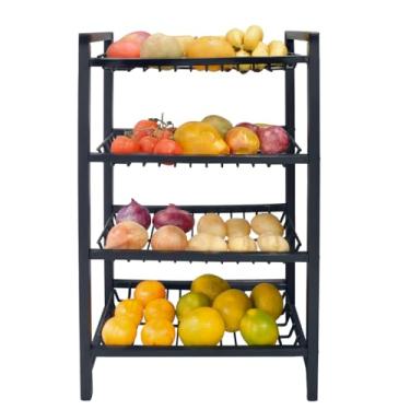 Imagem de Fruteira De Chão Aço industrial Multiuso 4 Cestos Organizadores Cozinha Lavanderia