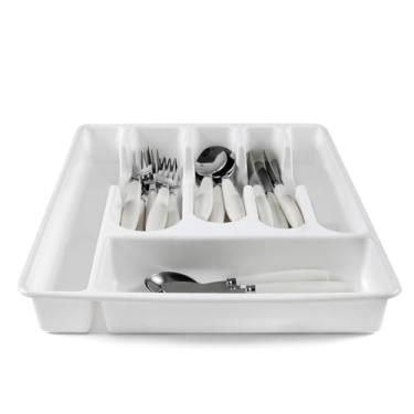 Imagem de Organizador Separador de Talheres para Gaveta, Prático Suporte para Cozinha(BRANCO)