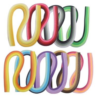 Imagem de PHITUODA 9 conjuntos de 900 tiras de papel para quilling multicoloridas, 5 mm de largura 39 cm de comprimento, kit de artesanato para projetos de bricolagem/artistas, 43 cores