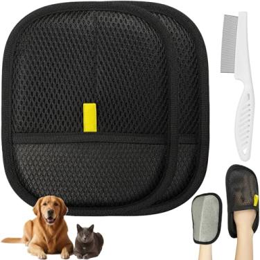 Imagem de Yummy Love Luva de remoção de pelos de animais de estimação para cães e gatos, luva eletrostática reutilizável para roupas, sofá, tapetes, assento de carro, embalagem individual, 2 unidades, preta, P