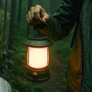 Imagem de Lanterna Recarregável Led Lamparina Lampião Solar Camping Pesca Trilha Fazenda Sítio Dura Até 12h