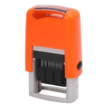 Imagem de FTVOGUE Carimbo de Data Em Inglês 25x2.8mm Carimbo Auto-tintado Automático Ajustável para Manutenção de Registros de Documentos de Escritório (Laranja)
