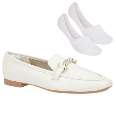 Imagem de kIt Mocassim Usaflex Loafer Strass Feminino + Par De Meia