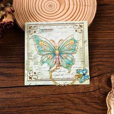 Imagem de Marcador de livro requintado de metal com borboleta verde para mulheres e homens, estilo artístico, delicados, bonitos, bordas, acessórios de leitura elegantes para amantes de livros