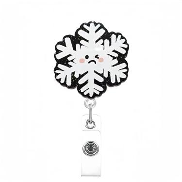 Imagem de Carretel de crachá de floco de neve, fofo, retrátil, de Natal, floco de neve, carretel de crachá de acrílico para enfermeira, médica, trabalhadora de escritório, decoração de crachá