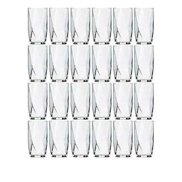 Imagem de Conjunto Copos de Vidro Quadrado Topazio Luxo 360ml - Para Servir Sucos, Refrigerantes, Festas, Eventos, Buffet 24 Pçs - Dona Laura