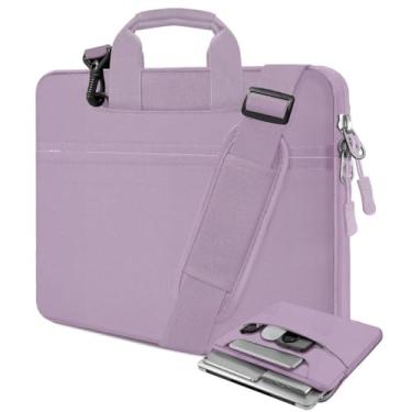 Imagem de Bolsa de ombro para laptop de 17,3 polegadas, pasta protetora durável à prova de choque com vários bolsos compatível com a maioria dos notebooks HP Acer Dell Lenovo ASUS MSI de 17-17,3 polegadas, roxo