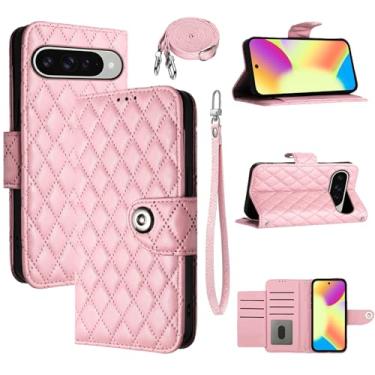 Imagem de Dswteny Capa carteira para Google Pixel 9/9 Pro/10/10 Pro 5G com alça de ombro de pulso padrão Argyle couro PU flip porta-cartões capa para celular para Pixel9 9Pro/Pixel10 10Pro Nine Ten Girls Women