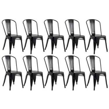 Imagem de Kit 10 Cadeiras Iron Tolix - PRETO BRILHANTE - Universal Mix