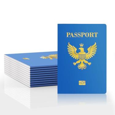 Imagem de WAHXIAOSW Kids Passport – Passport Notebooks for Pretend Travel, Party Supplies, School Projects, Travel-Themed Events (10, blue)