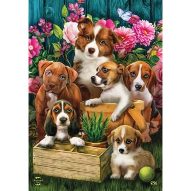 Imagem de In The Garden Spring House Flag Dogs Puppies 71.1 cm x 101.6 cm Briarwood Lane